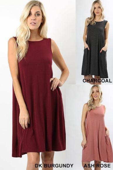 Sleeveles Flared Pocket Dress