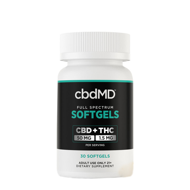 THC Oil - Full Spectrum CBD Softgel Capsules + THC - 1500mg-6000mg - By cbdMD