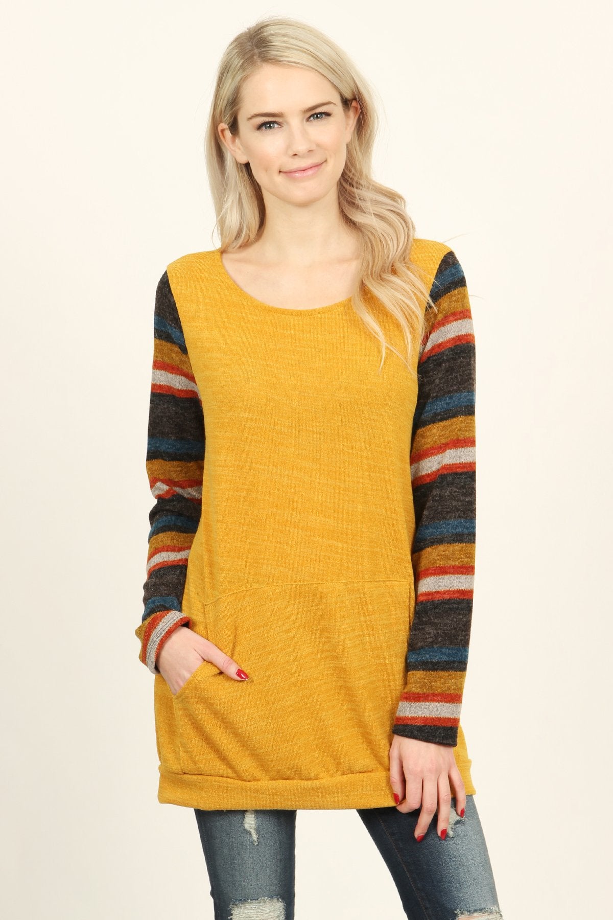 Multi Colored Sleeve Pocket Tunic
