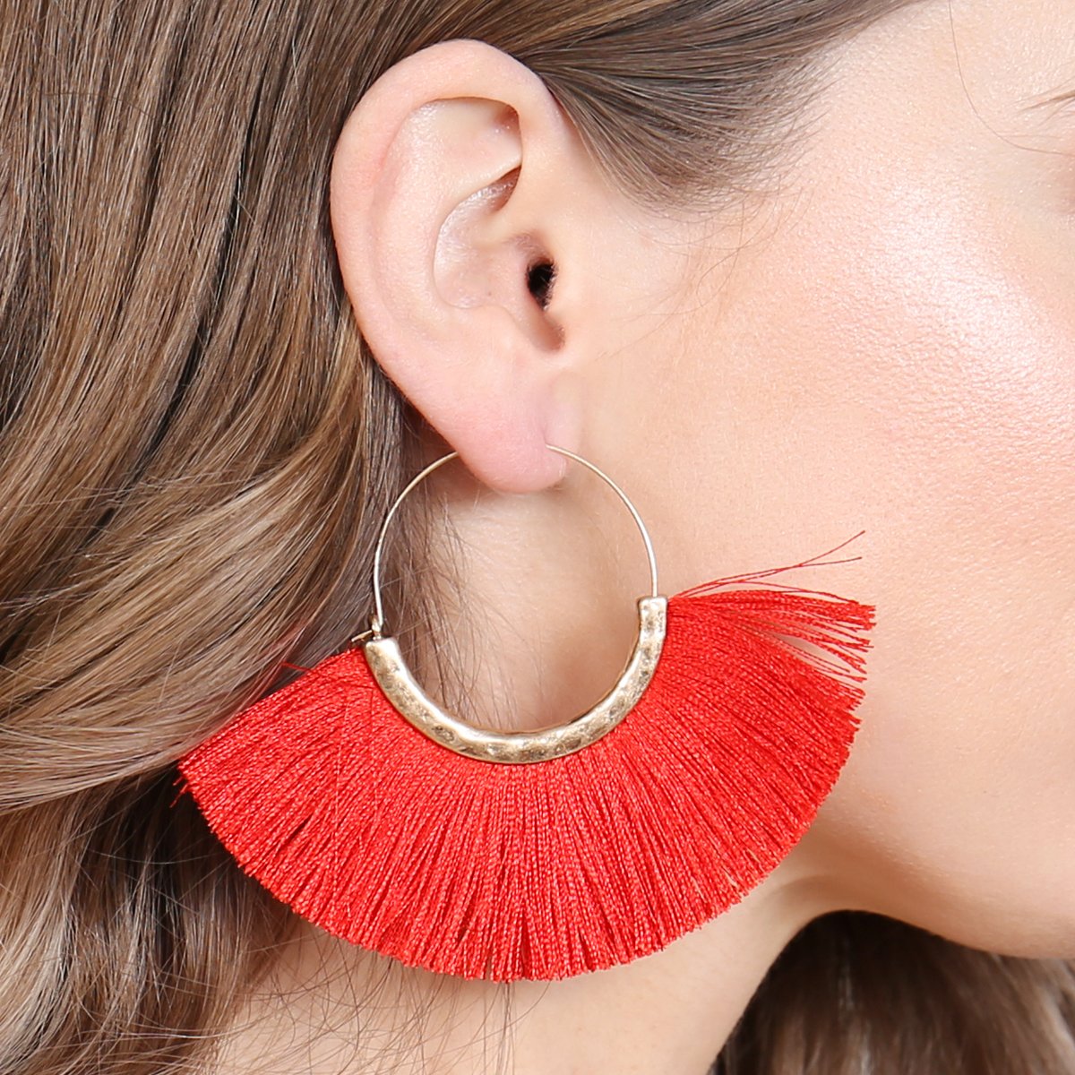 Tassel Fan Hoop Earrings
