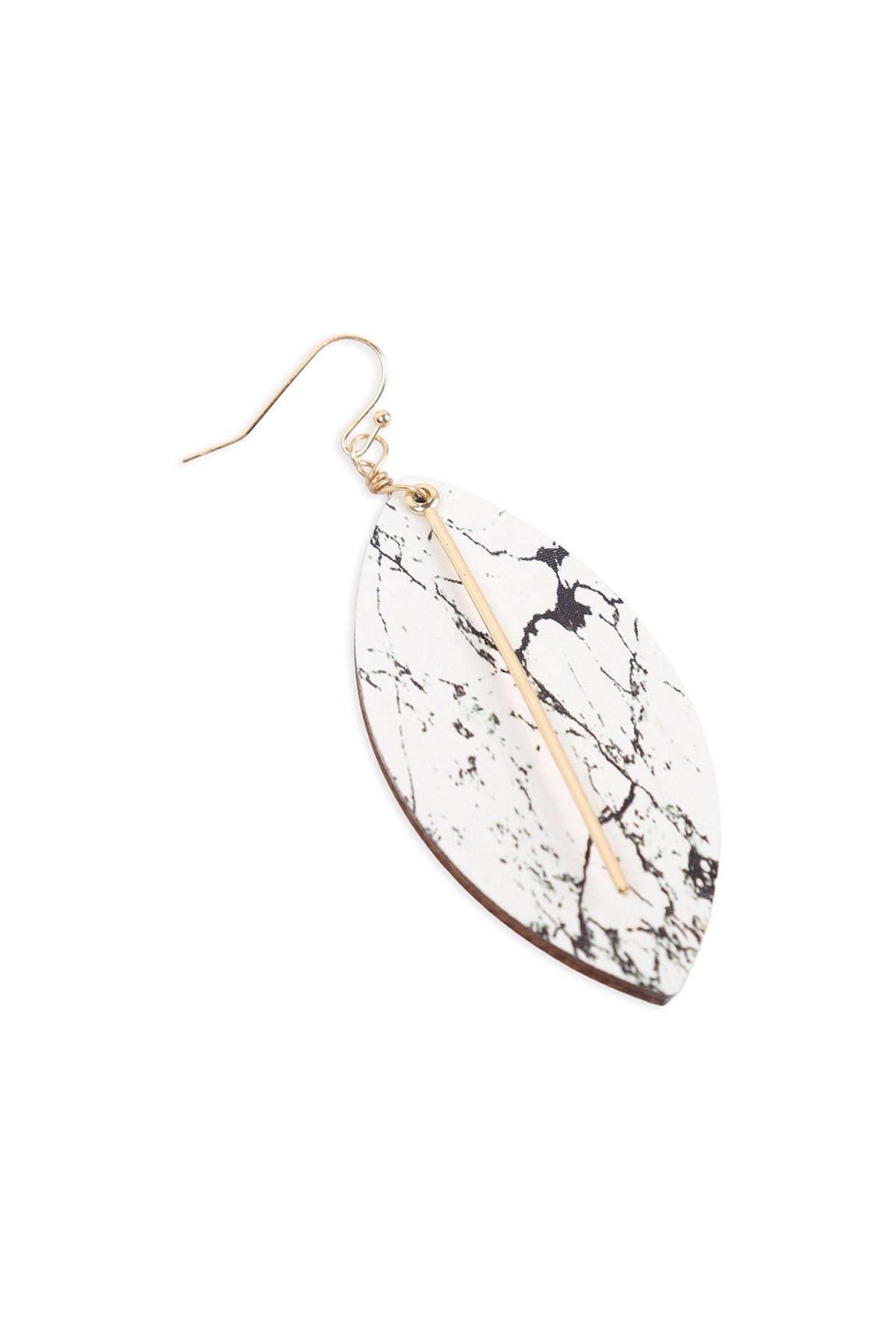 Semi Wood Fish Hook Bar Earrings