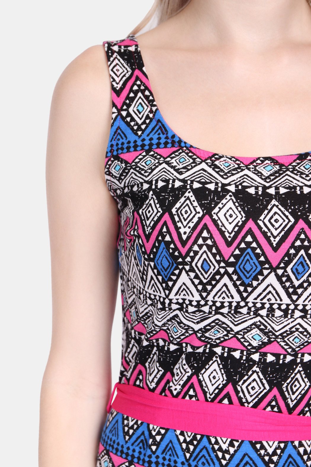 Sleeveless Tribal Print Maxi Dress