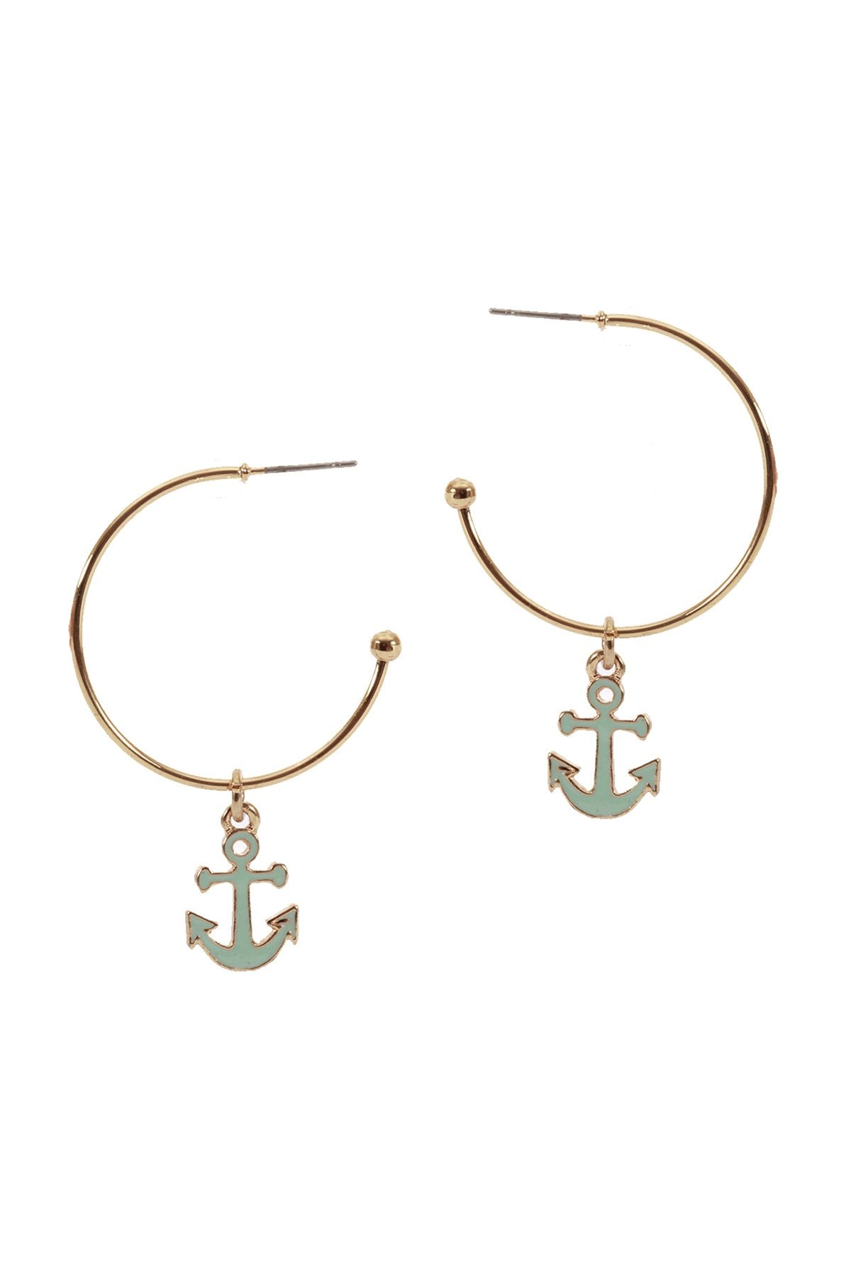 Metal Epoxy Anchor Hoop Round Earrings