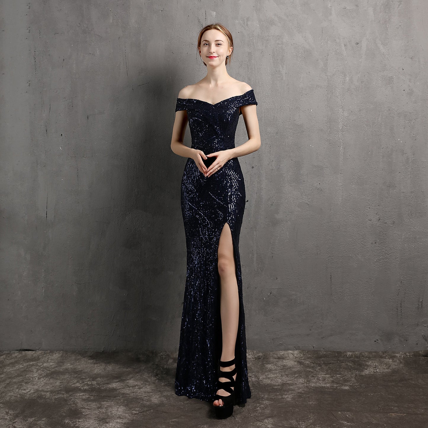 Sequins Sexy Slit Evening Dress Women Elegant Long Party Dress Formal Women Dress