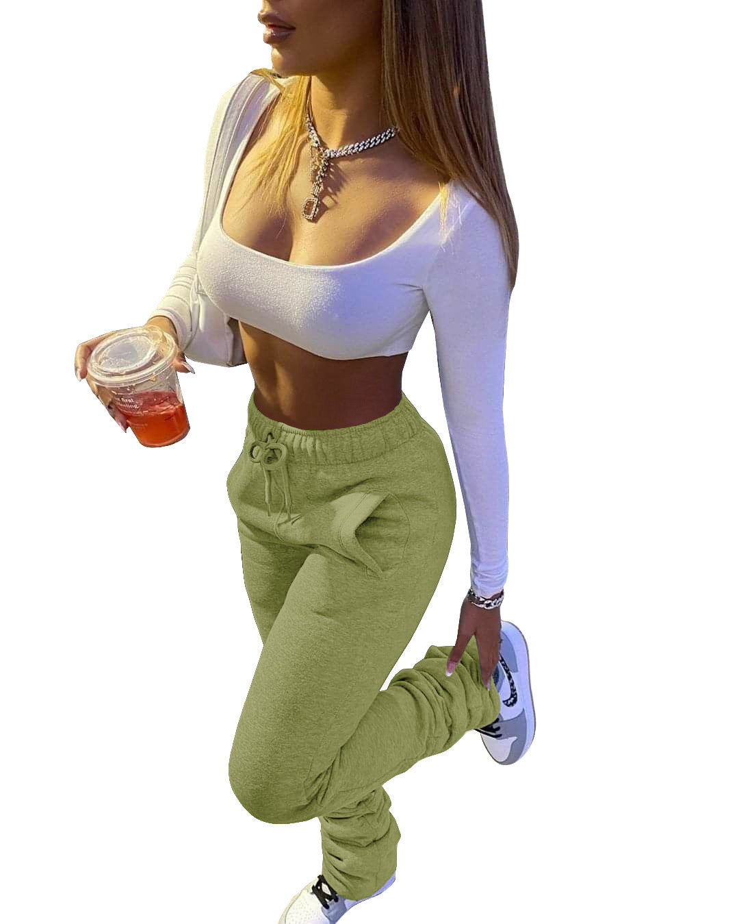 Best Selling Quality 9 Colors Winter Jogger Pants Women Fashionable Stacked Pants Fall Sweat Stacked Leggings