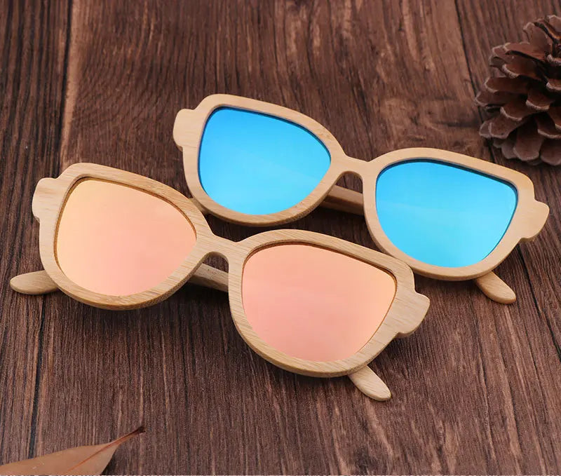 DL Glasses Cat Eye Fashion Bamboo Wood Sunglasses Polarized Mirror Lens Eco-Friendly Custom Logo Wholesale Gafas De Sol 2022