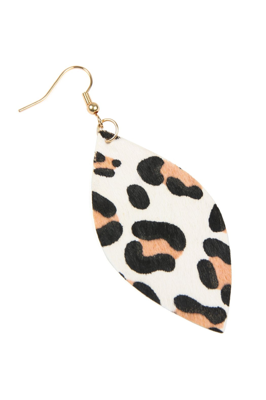Leopard Marquise Leather Hook Earrings
