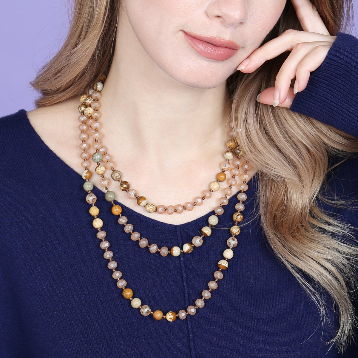 Hdn2526 - Longline Hand Knotted Necklace