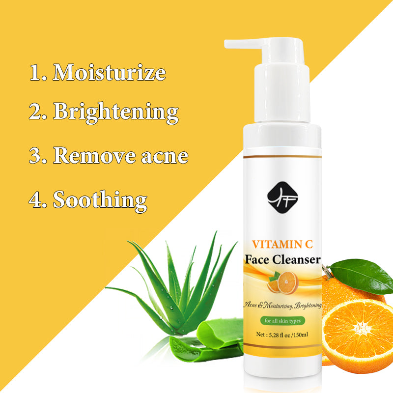 Private Label Lightening Organic Facial Cleanser Vitamin C Acne Face Wash With Aloe Vera Green Tea