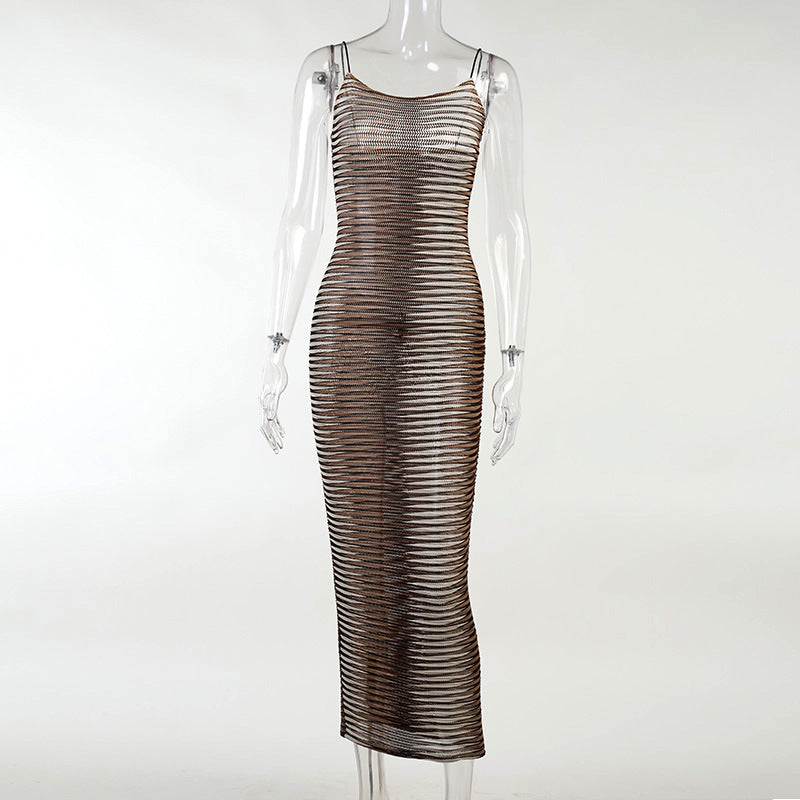 W-S492a 2021 See Through Maxi Dress Ladies Sexy Sleeveless Bodycon Long Dresses Women Vestidos