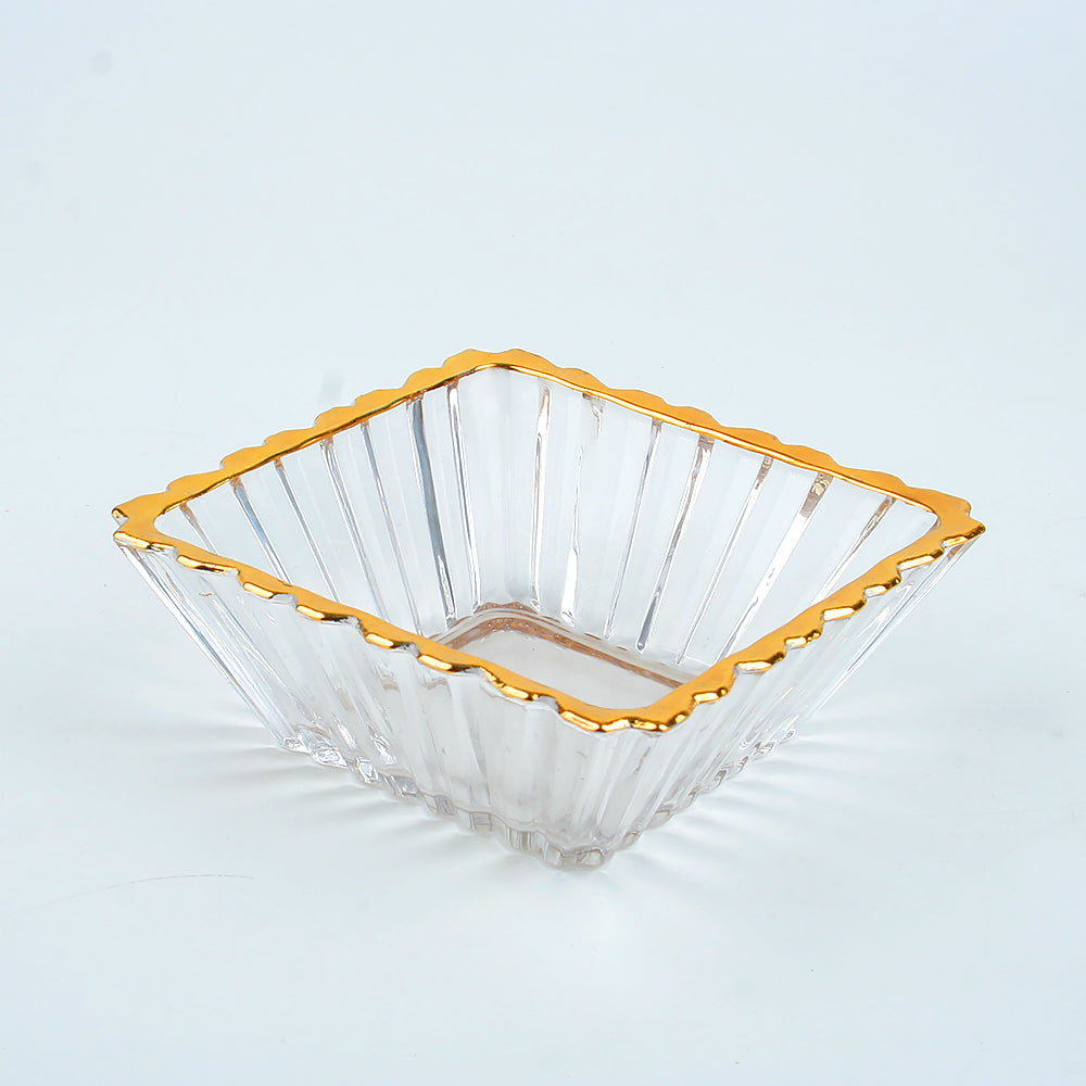 Metal Vertical Stripes Grain Glasses Fruit Tray Crystal Fruit Glass Bowl