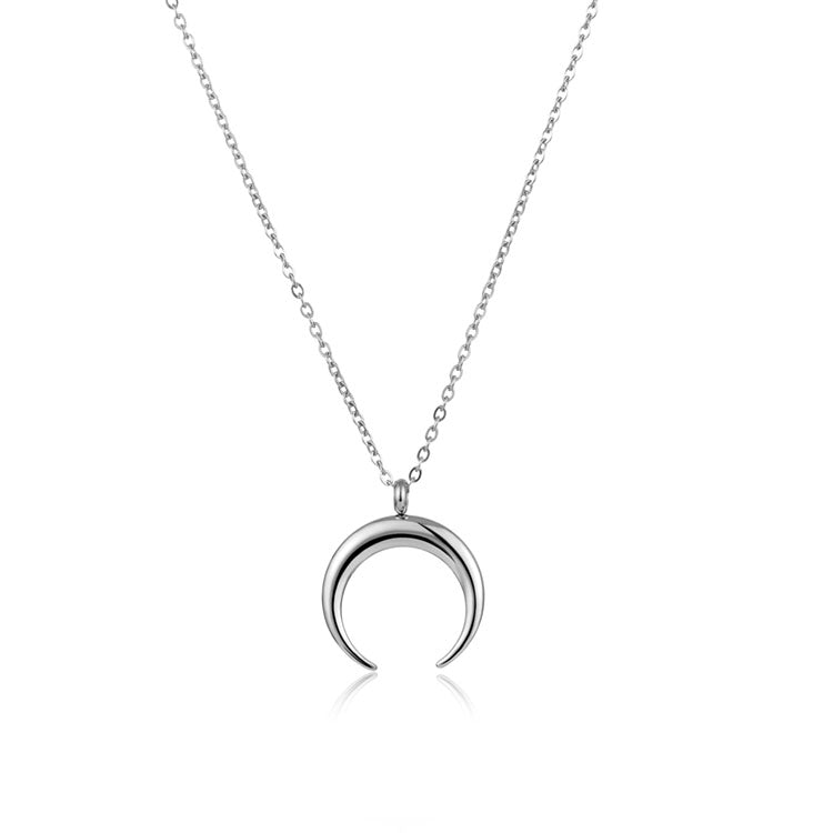 Women Dainty Jewellery Jewelry Stainless Steel Gold Plated Moon Necklace