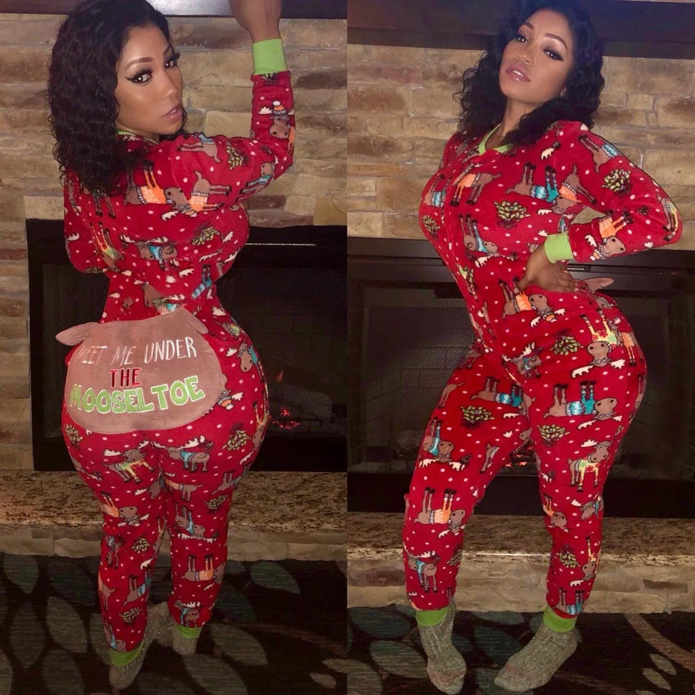 JL109 Christmas Pajamas Loungewear Onesie Sleep Lounge Wear Set Pyjamas Women Sleepwear
