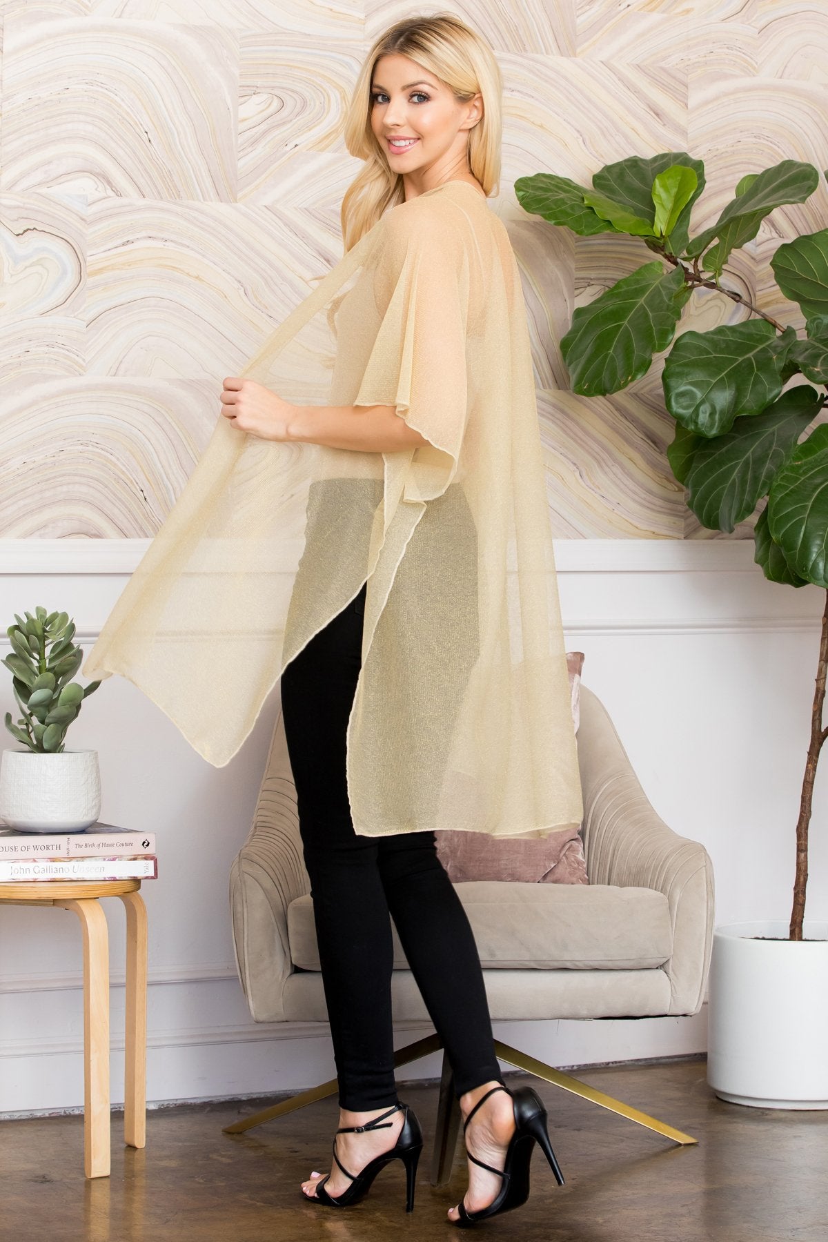 Ms0105gd - Gold Lurex Kimono
