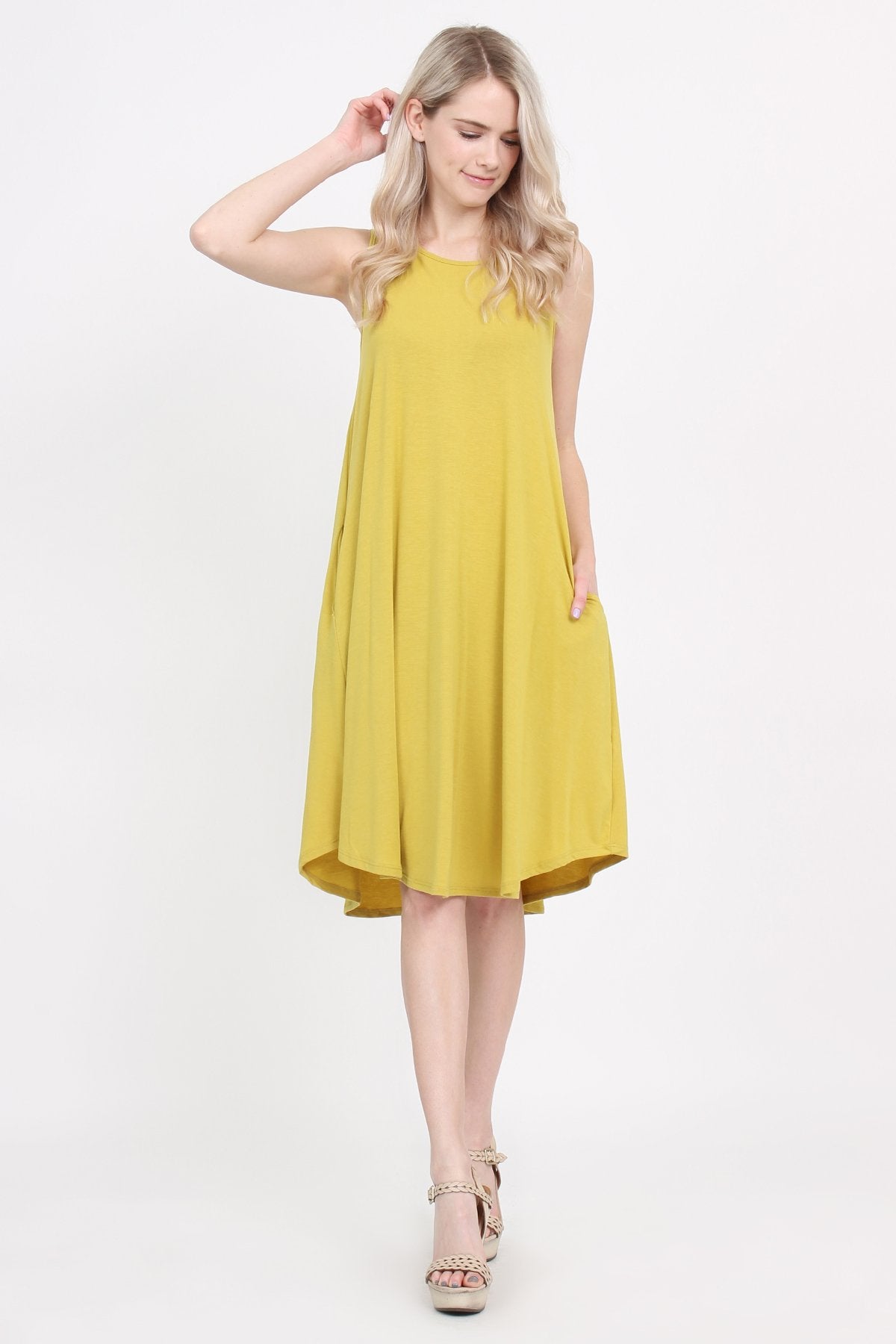 Sleeveless Pocket Swing Dress