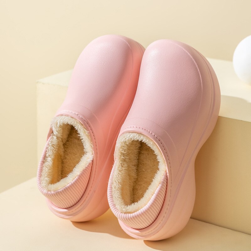 Comwarm Winter Furry Slippers Women Men Warm Soft Thick Sole Plush Fluffy Slippers Outdoor Home Couples Non-Slip Cotton Shoes