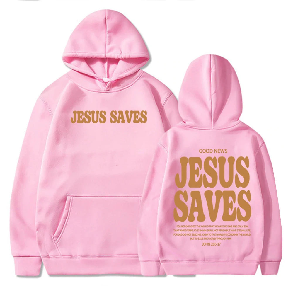 Christian Jesus Saves Hoodie Man Woman Bible Verse Faith Sweatshirt Aesthetic Pullover Tops Streetwear Gift
