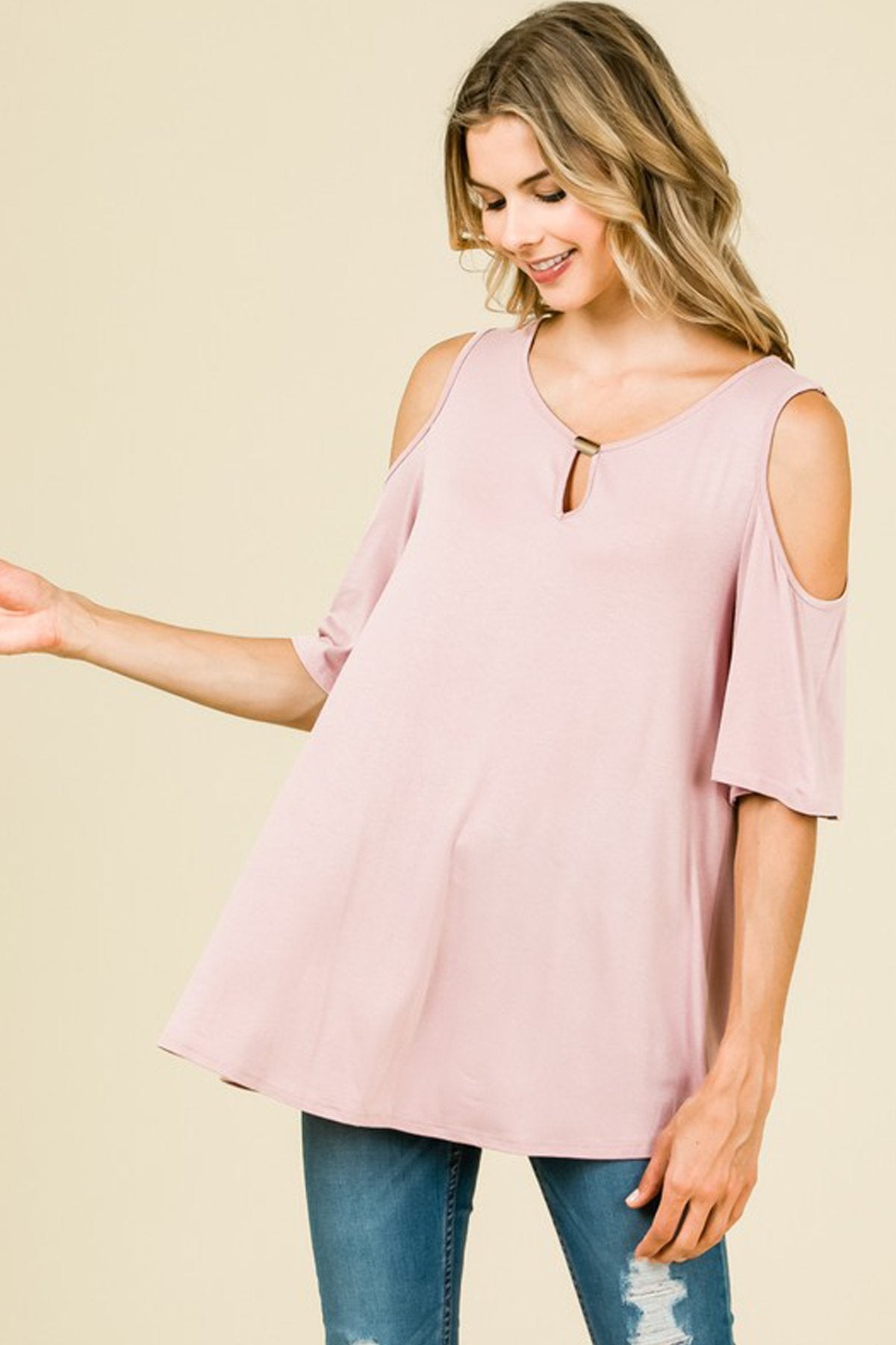 Short Sleeve Cold-Shoulder Top
