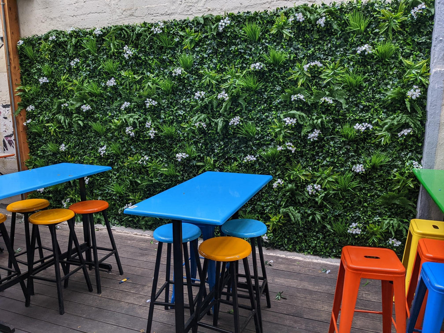 Flowering White Jasmine Fake Green Wall / Artificial Vertical Garden 1m X 1m UV Resistant