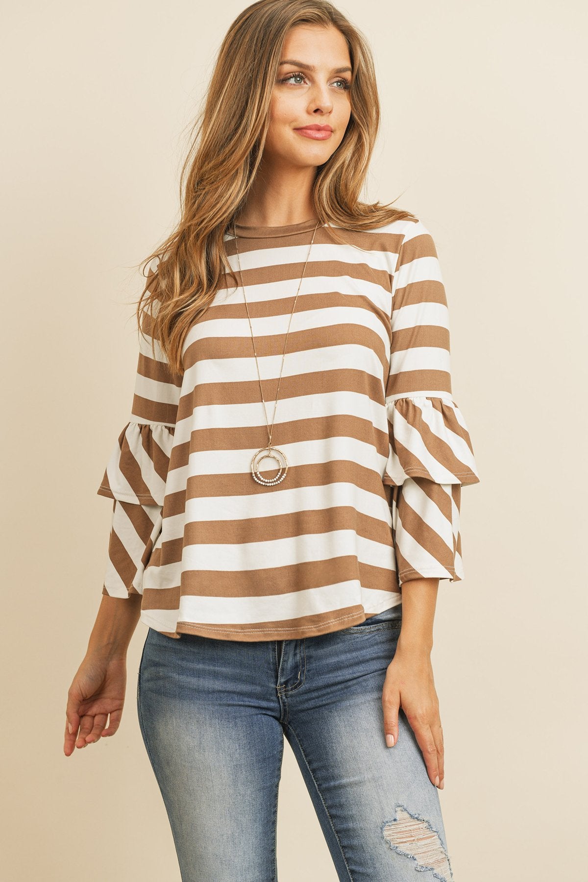 Double Ruffle Long Sleeve Top