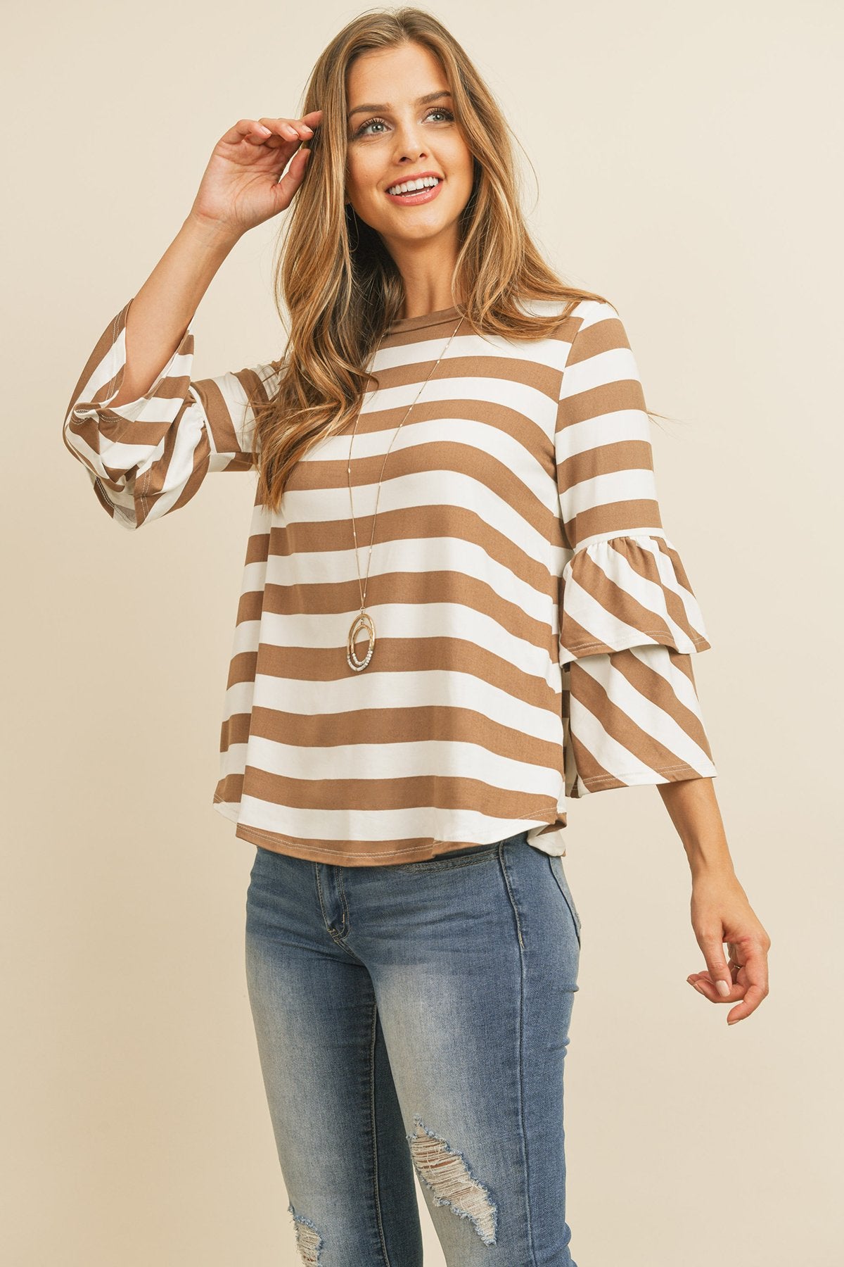 Double Ruffle Long Sleeve Top