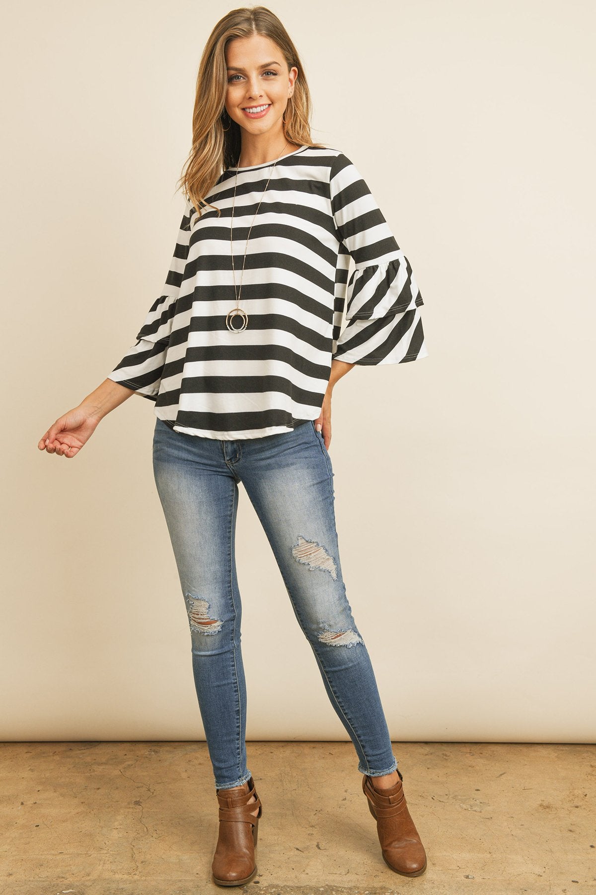 Double Ruffle Long Sleeve Top