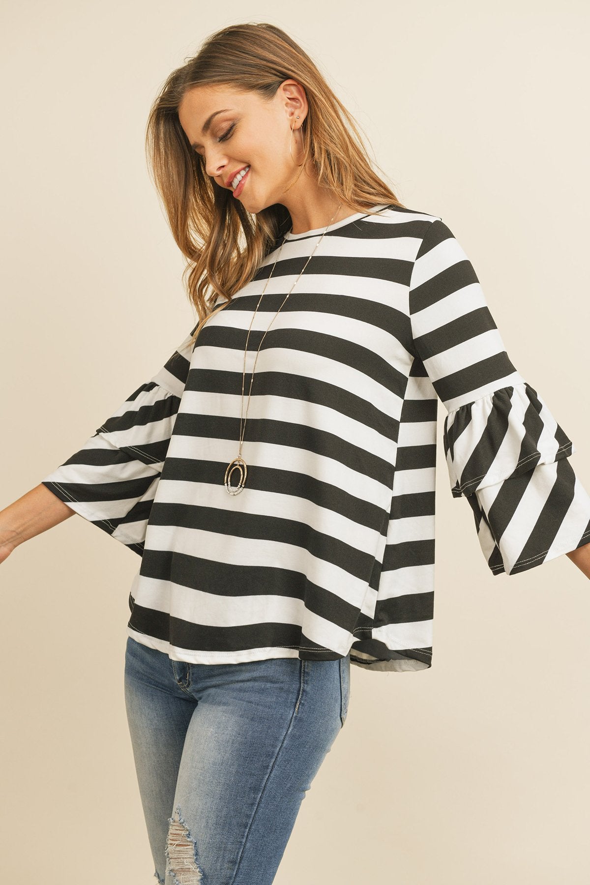 Double Ruffle Long Sleeve Top