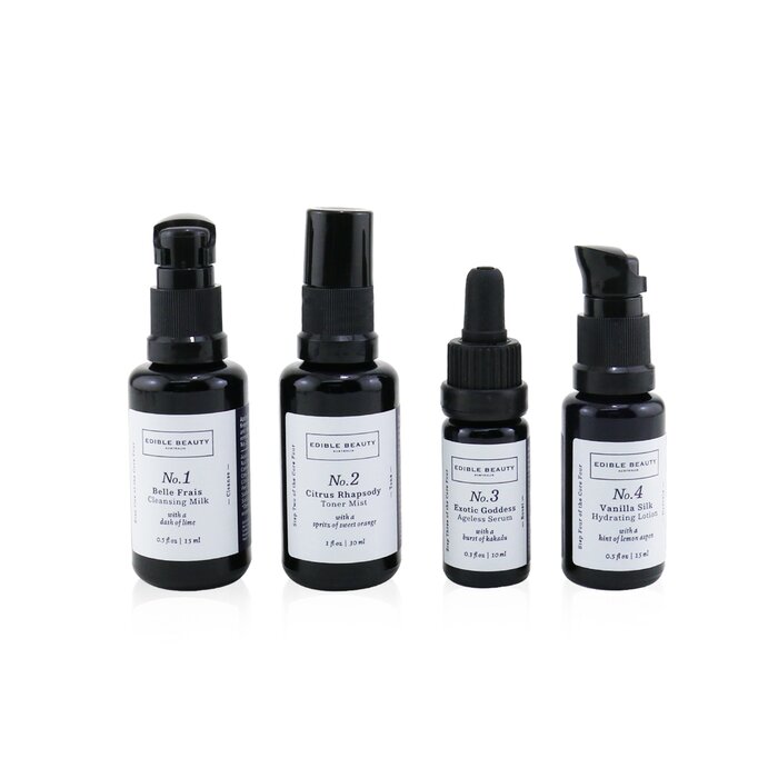 EDIBLE BEAUTY - & Edible Beauty on the Fly Travel Mini Kit: Cleansing Milk 15ml+ Toner Mist 30ml+ Ageless Serum 10ml+ Hydrating