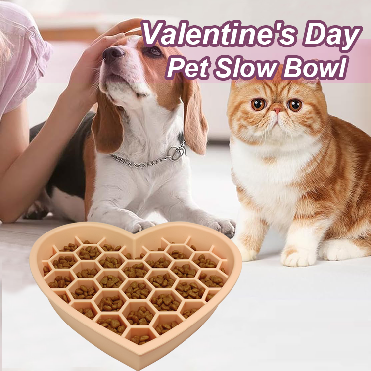 Pet Silicone Slow Feeder -Heart Shaped Dog Bowl