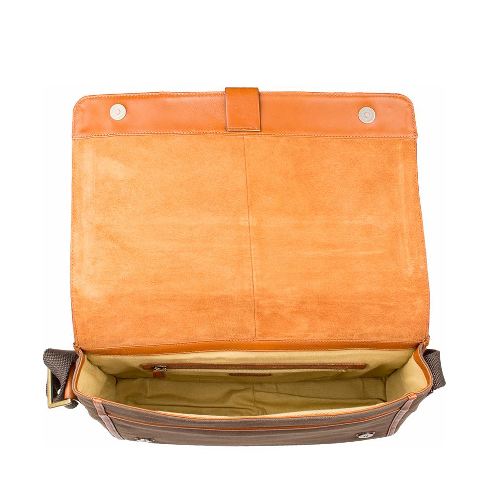 Aiden Genuine Leather and Canvas 15 Inch Laptop Shoulder Messenger Business Bag for Men & Women