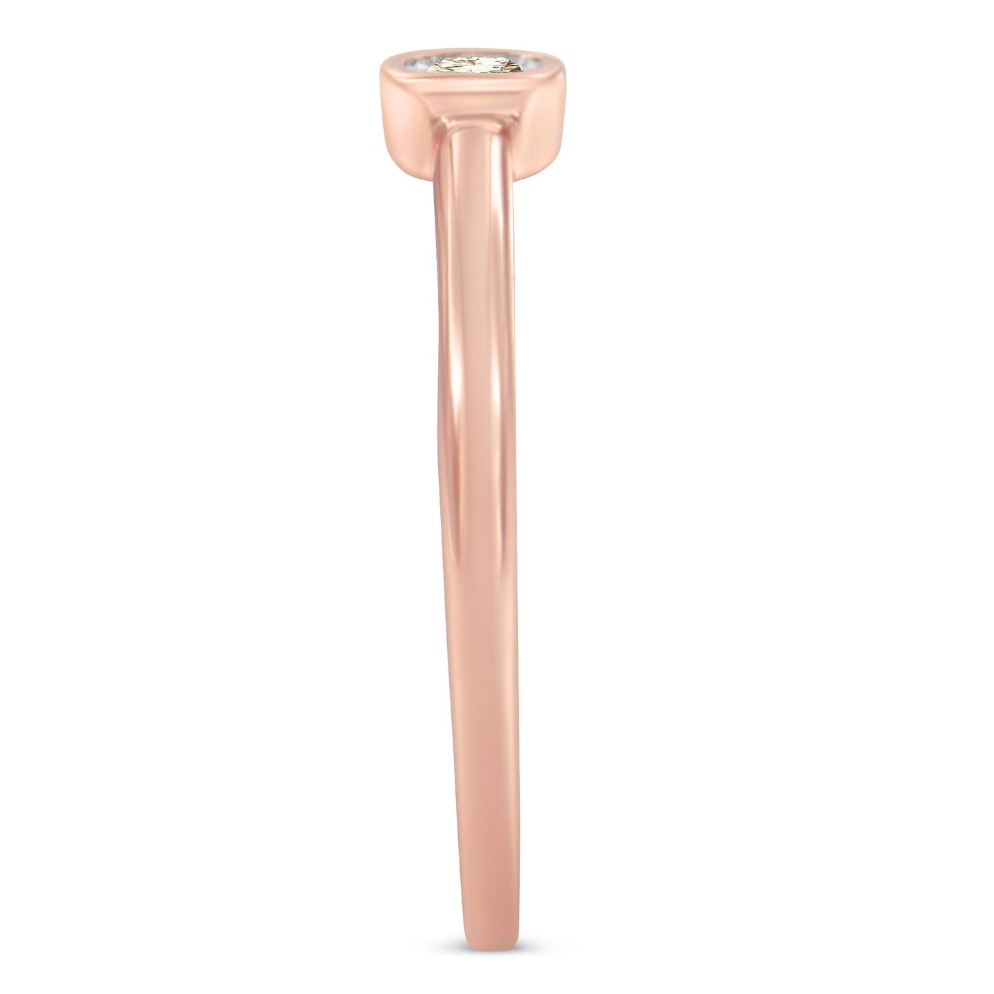 14K Rose Gold Plated .925 Sterling Silver 1/20 Carat Diamond Square Cushion-Shaped Miracle Set Petite Fashion Promise Ri