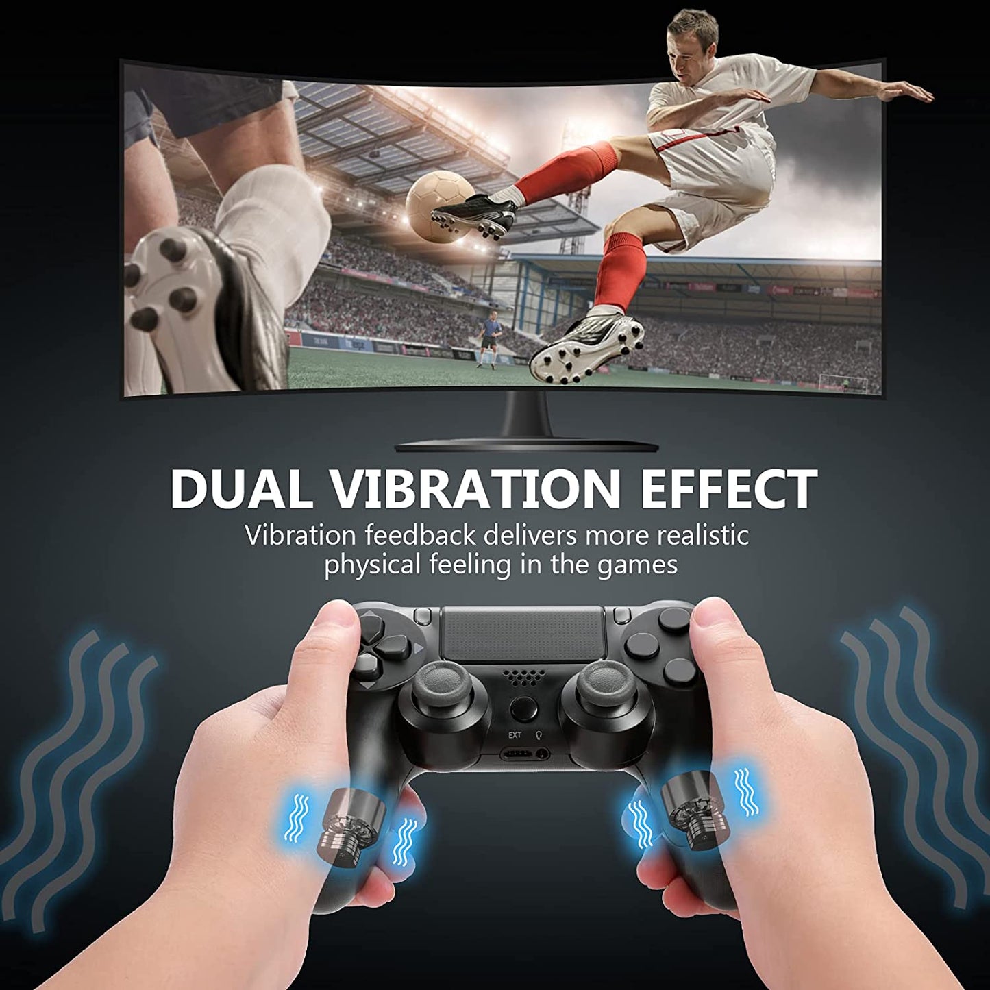 Black Wireless Controller Compatible With PS4, Game Controller Joystick Fits for Playstation 4 Control, With Stereo Head