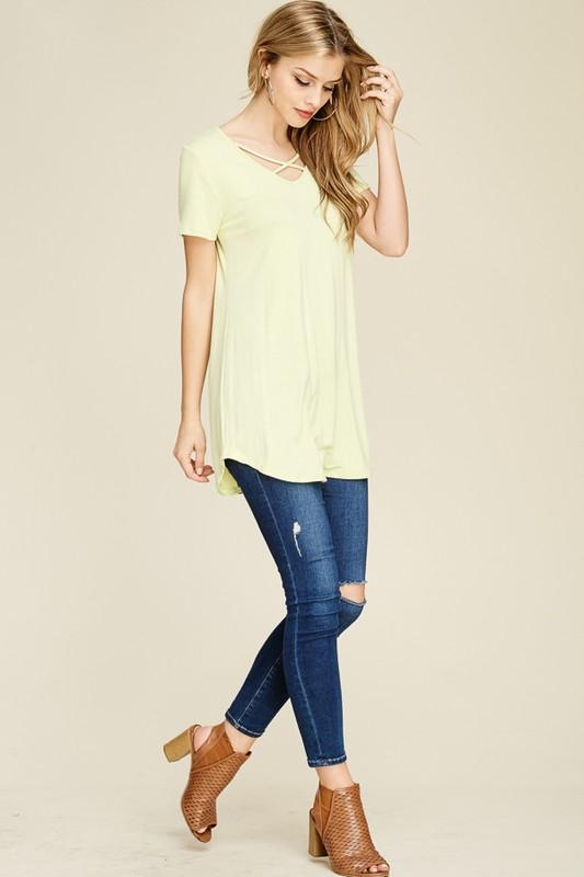 Short Sleeve Criss Cross Tunic