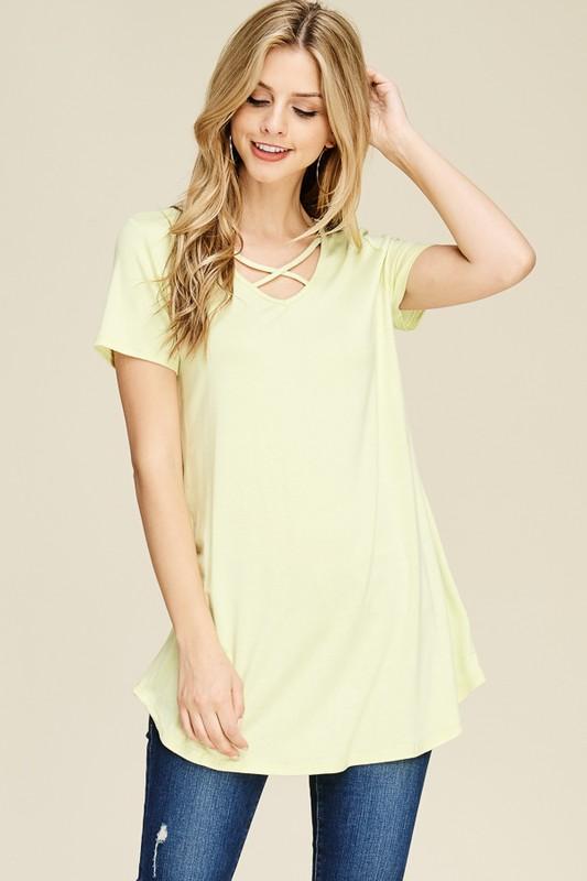 Short Sleeve Criss Cross Tunic
