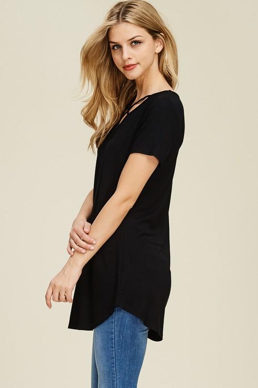 Short Sleeve Criss Cross Tunic