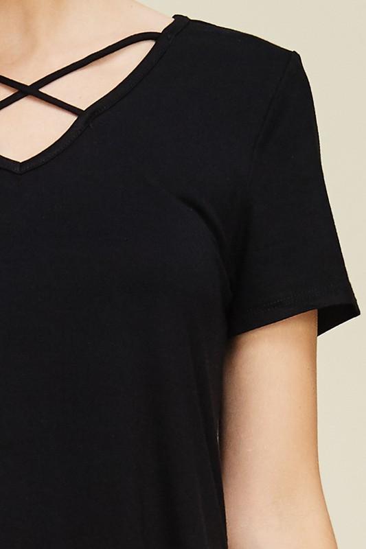 Short Sleeve Criss Cross Tunic