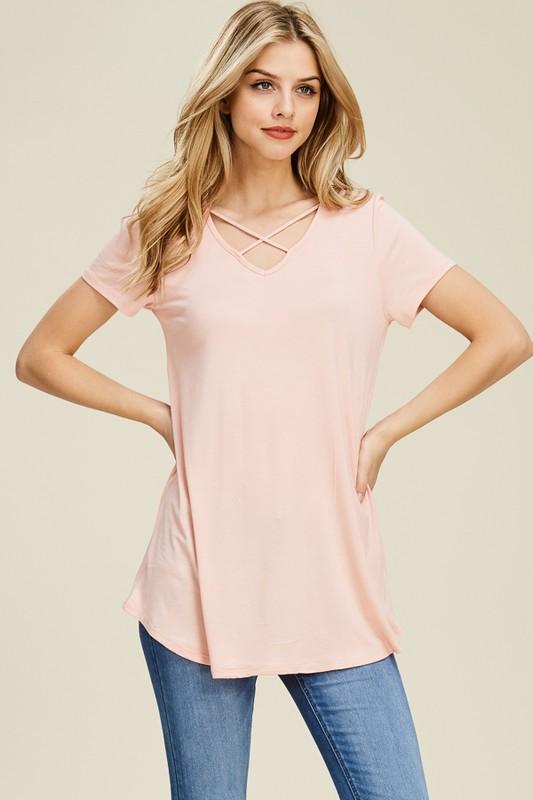 Short Sleeve Criss Cross Tunic