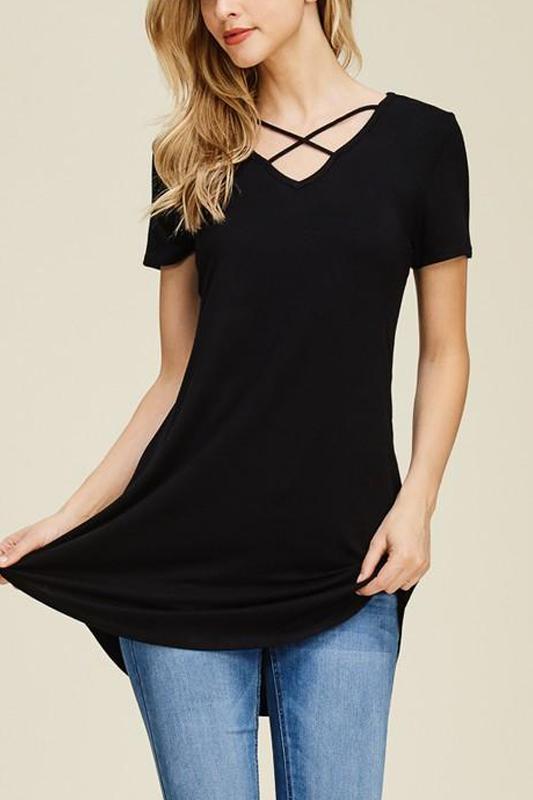 Short Sleeve Criss Cross Tunic
