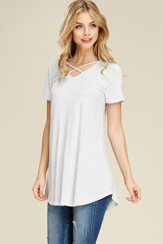Short Sleeve Criss Cross Tunic