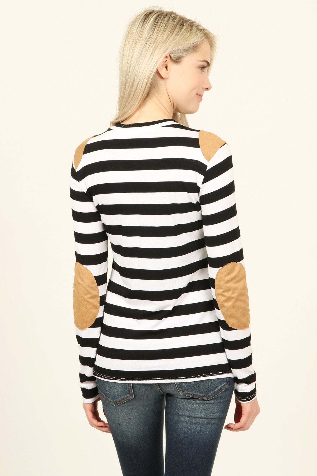 Suede Detail Striped Top