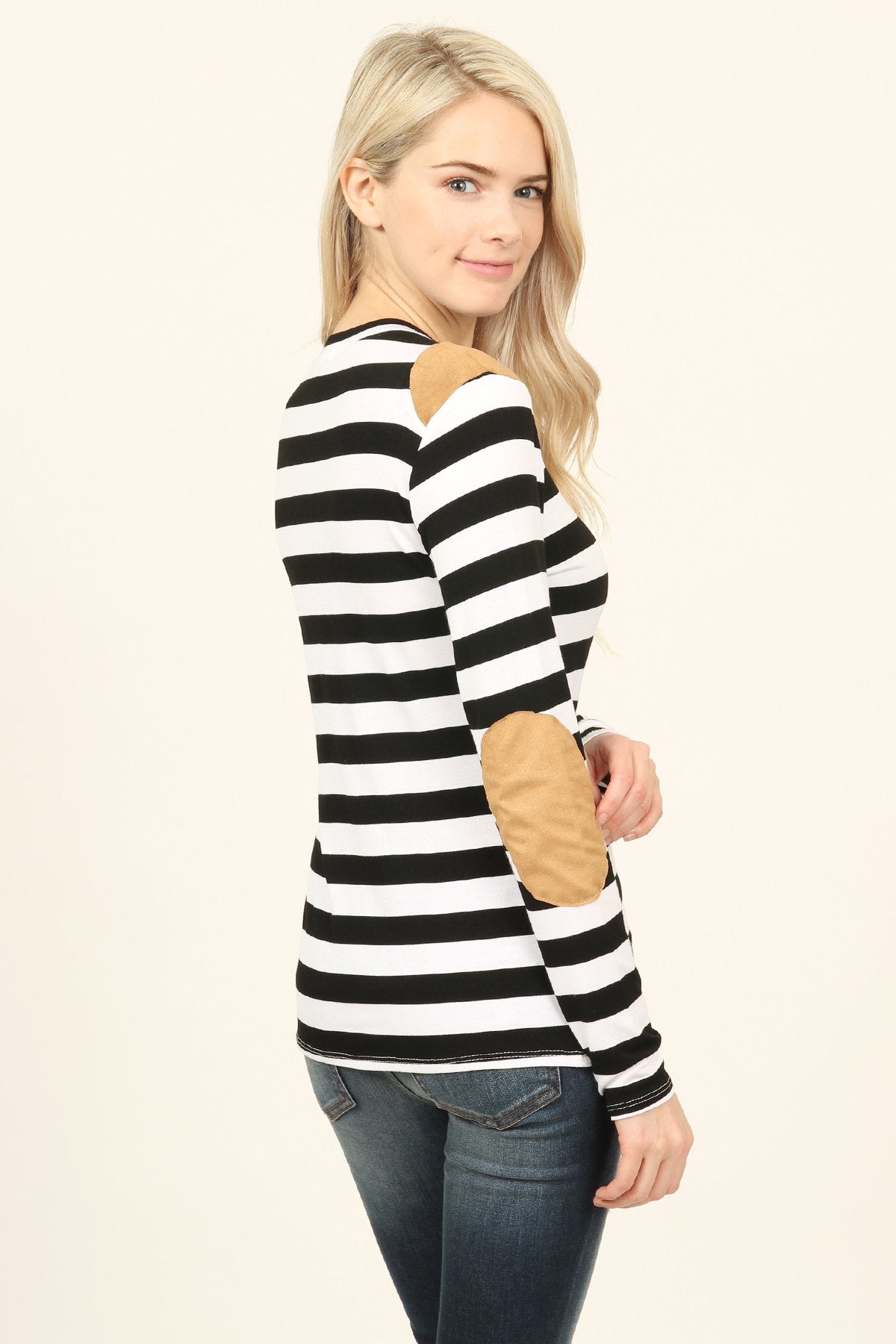 Suede Detail Striped Top