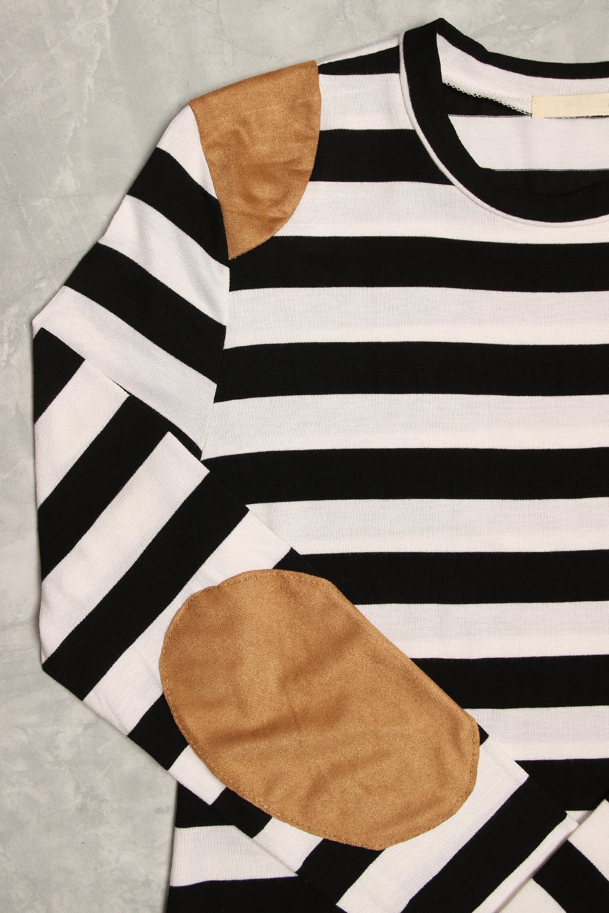 Suede Detail Striped Top