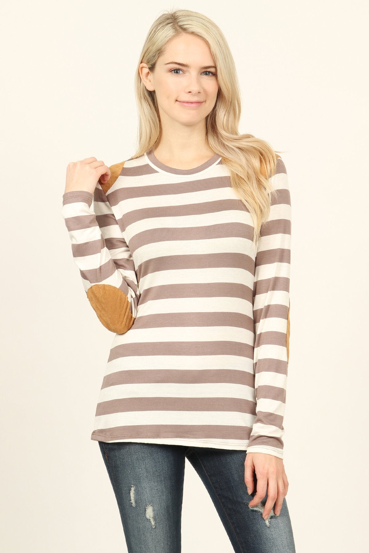 Suede Detail Striped Top