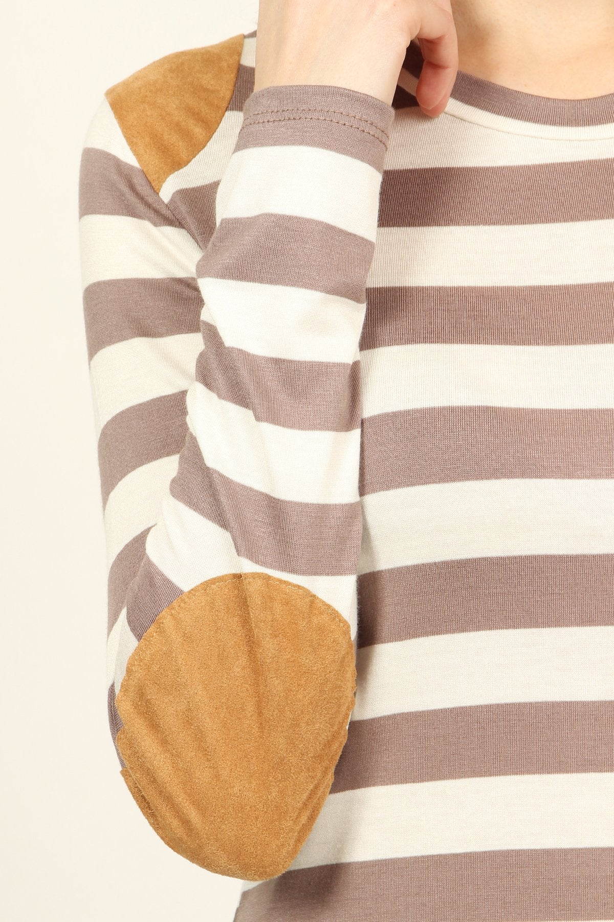 Suede Detail Striped Top