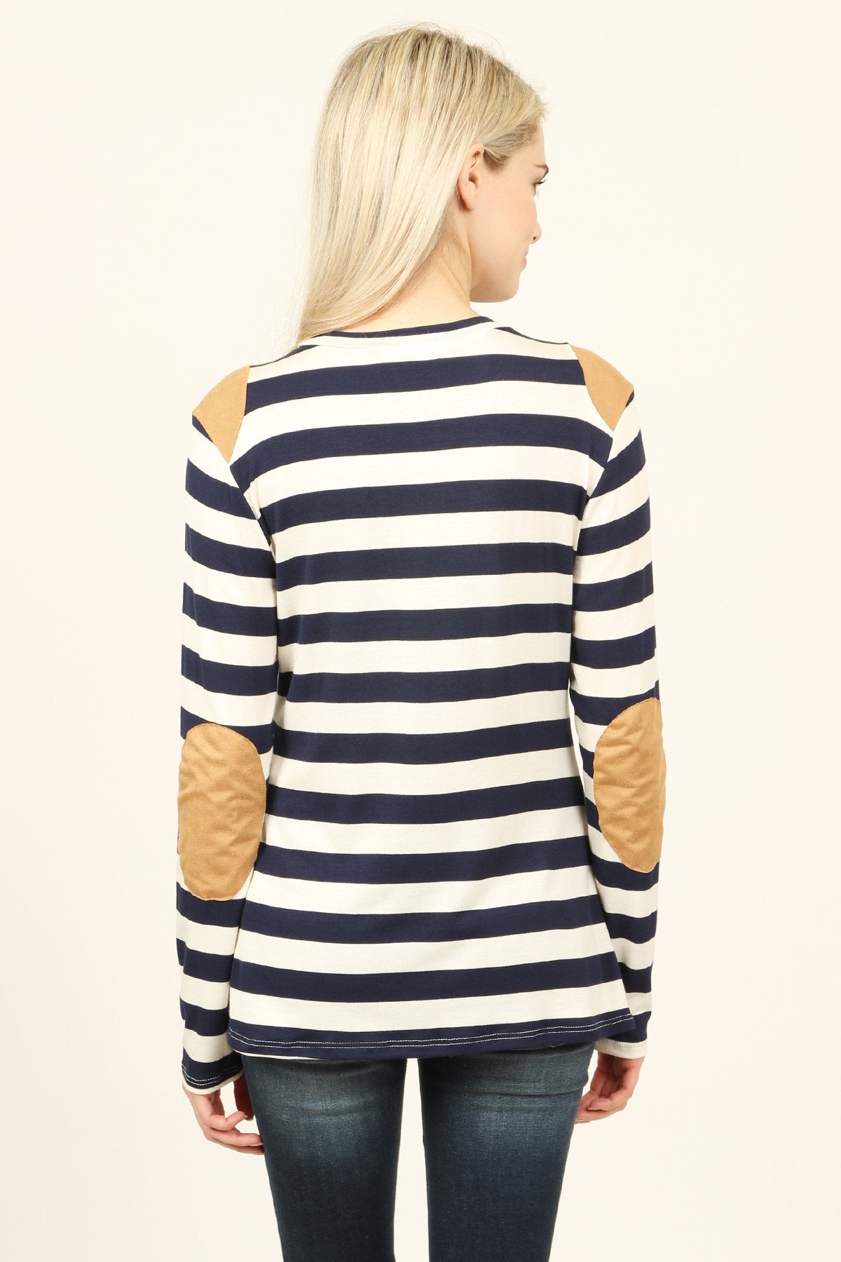 Suede Detail Striped Top