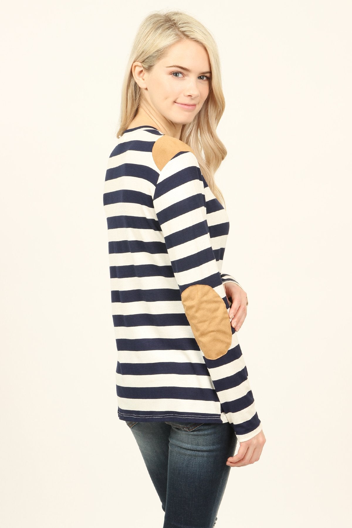 Suede Detail Striped Top