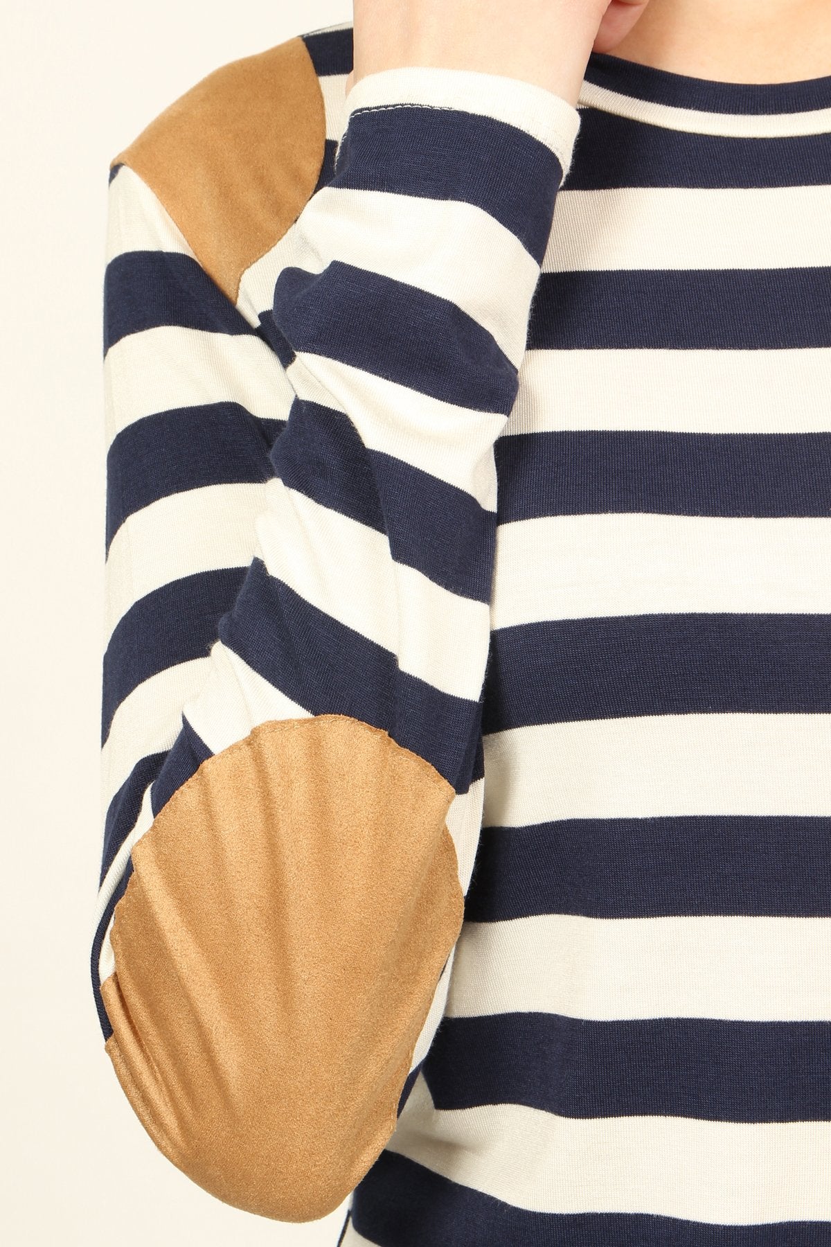 Suede Detail Striped Top