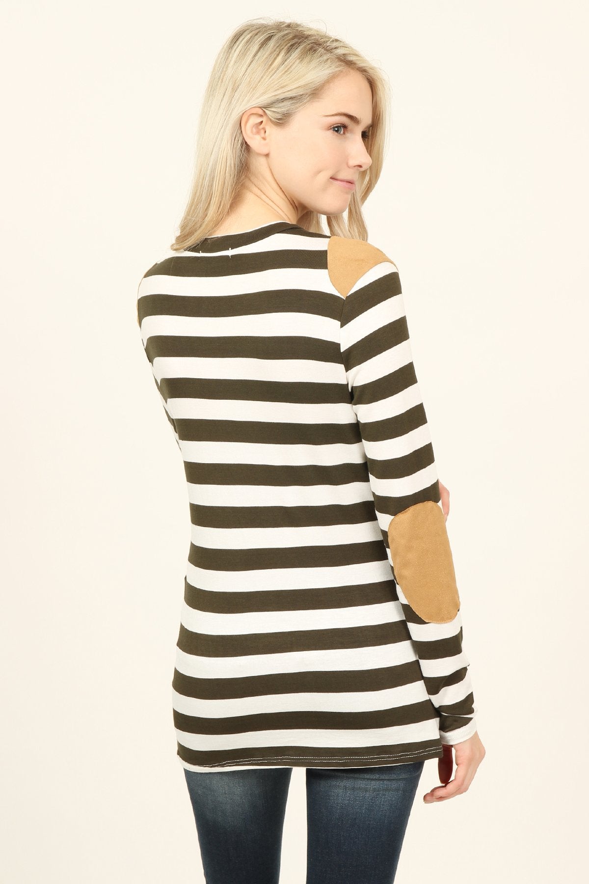 Suede Detail Striped Top