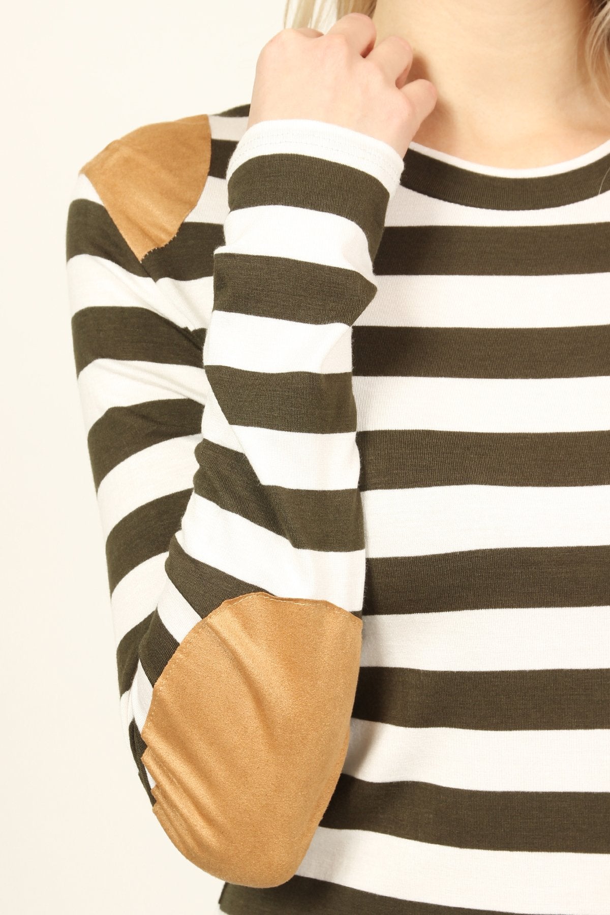 Suede Detail Striped Top