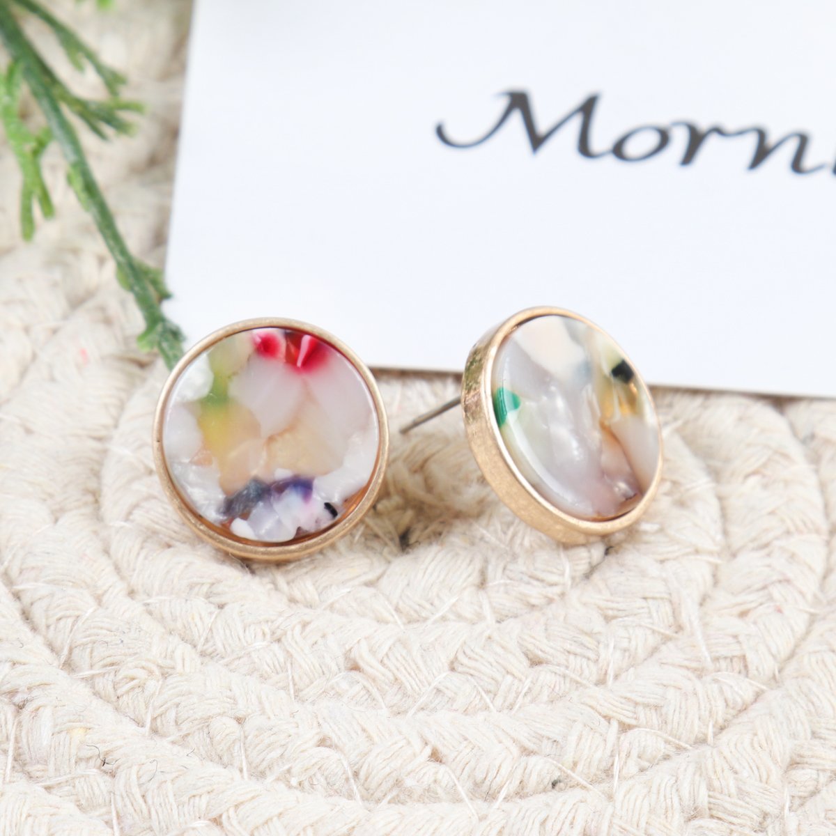 Wood Bead Drop Bar Earrings